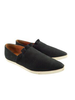 GENTLE SOULS Black Suede Leather Ruffle Slip-on Sneaker Flats Loafers 7.5